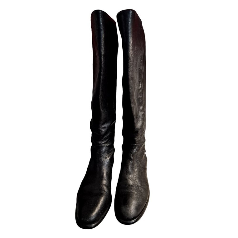 Coach Liza 50/50 Women's Black Tumbled Leather & Panel Tall Boots Size 6B - Picture 2 of 10
